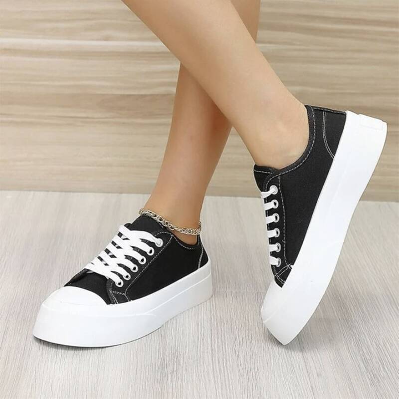 

Lace Up Front Canvas Shoes, Black