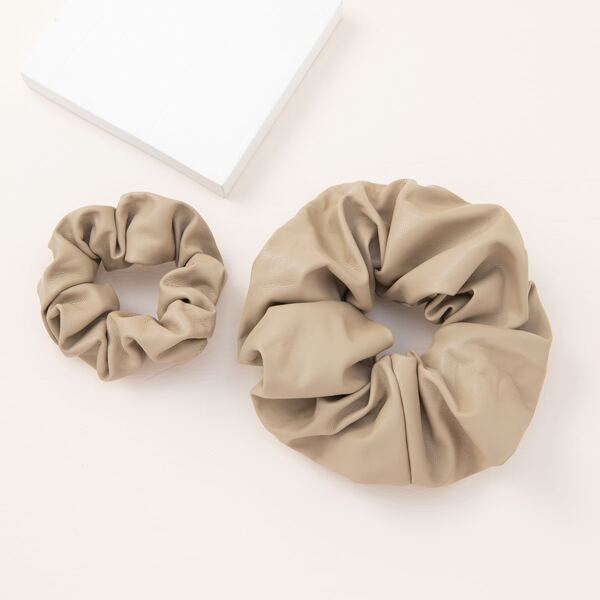 

2pcs Solid Scrunchie, Khaki