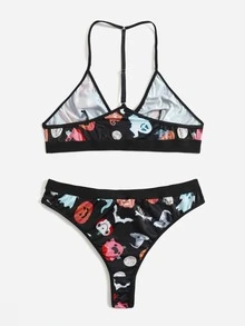 Set de lencería con estampado de halloween - Multicolor - Ver 2