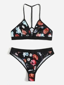 Set de lencería con estampado de halloween - Multicolor - Ver 4