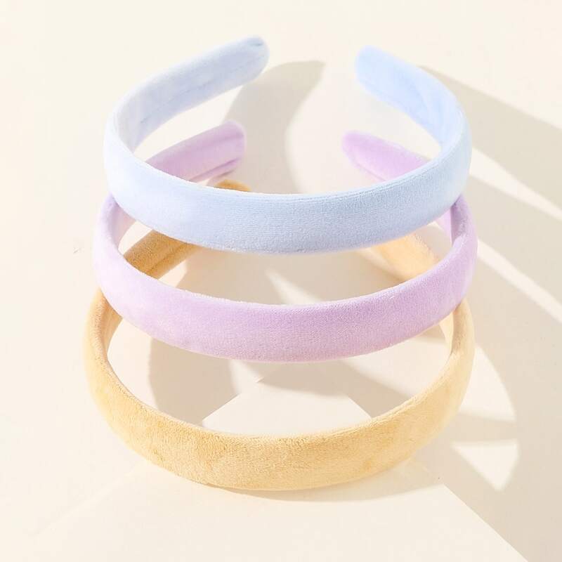 

3pcs Solid Headband, Multicolor