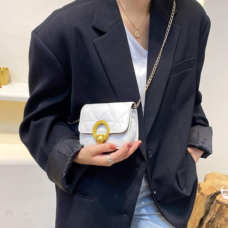 

Quilted Flap Crossbody Bag, White