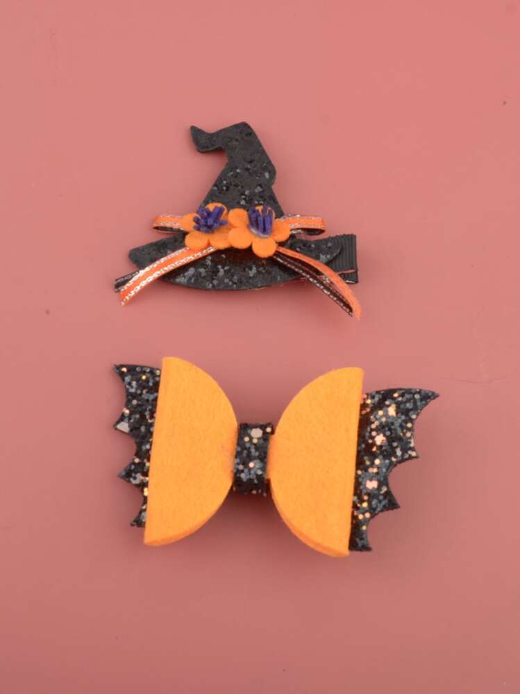 Hair Bow Clips Set 2Pcs Adjustable for Women Halloween Witches Party Amazon.com : Big Halloween Hair Clips for Women Girls Gothic  main image 4