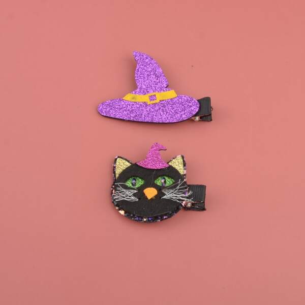 

2pcs Halloween Witch Hat Decor Hair Clip, Multicolor