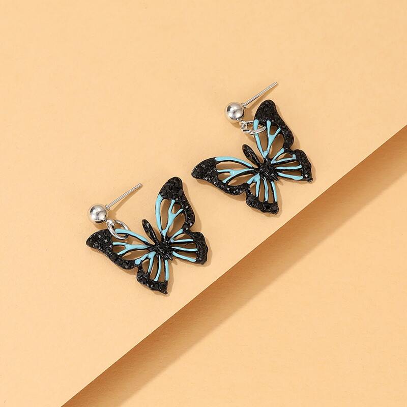 

Butterfly Drop Earrings, Silver