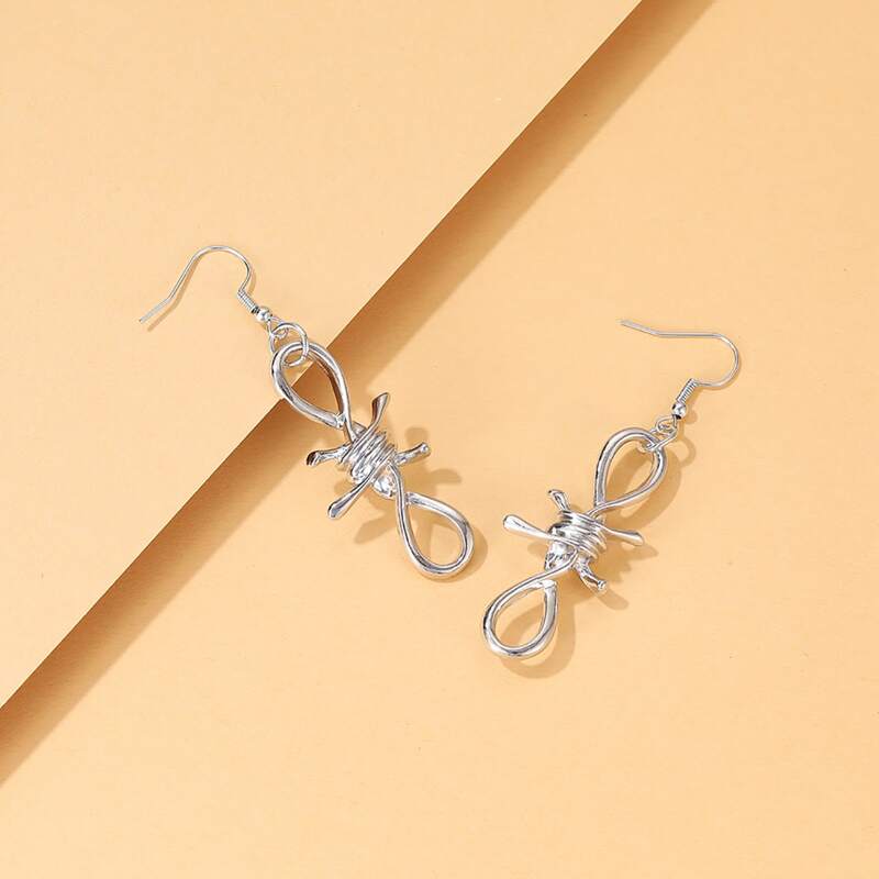 

Structured Drop Earrings, Silver