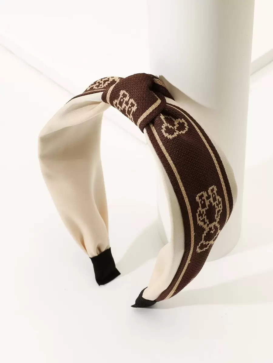 女裝顏色拼接夏季可愛打結髮帶 - 彩色 - 查看 1