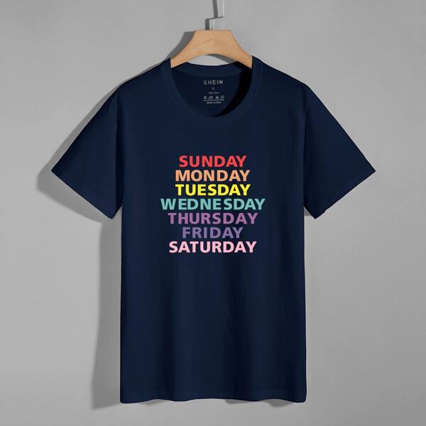 

Men Letter Graphic Short Sleeve Tee, Navy blue