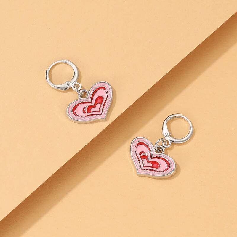 

Heart Drop Earrings, Silver