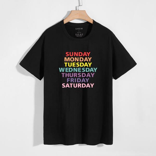 

Men Letter Graphic Short Sleeve Tee, Black