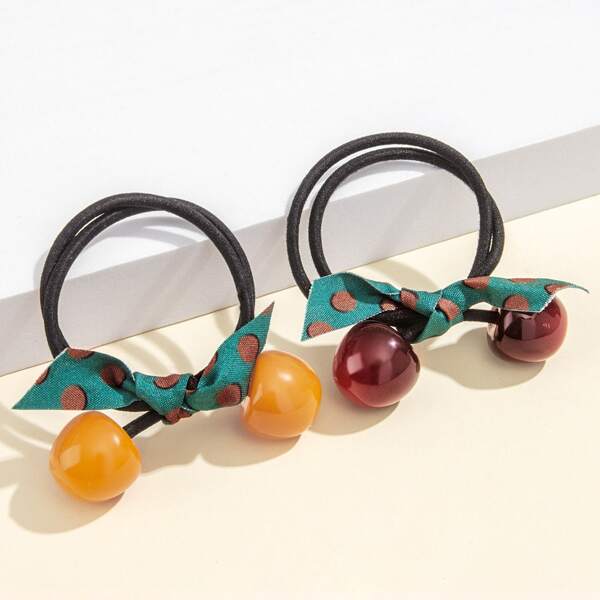 

2pcs Bow Decor Hair Tie, Multicolor