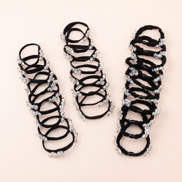 

50pcs Rhinestone Decor Hair Tie, Multicolor