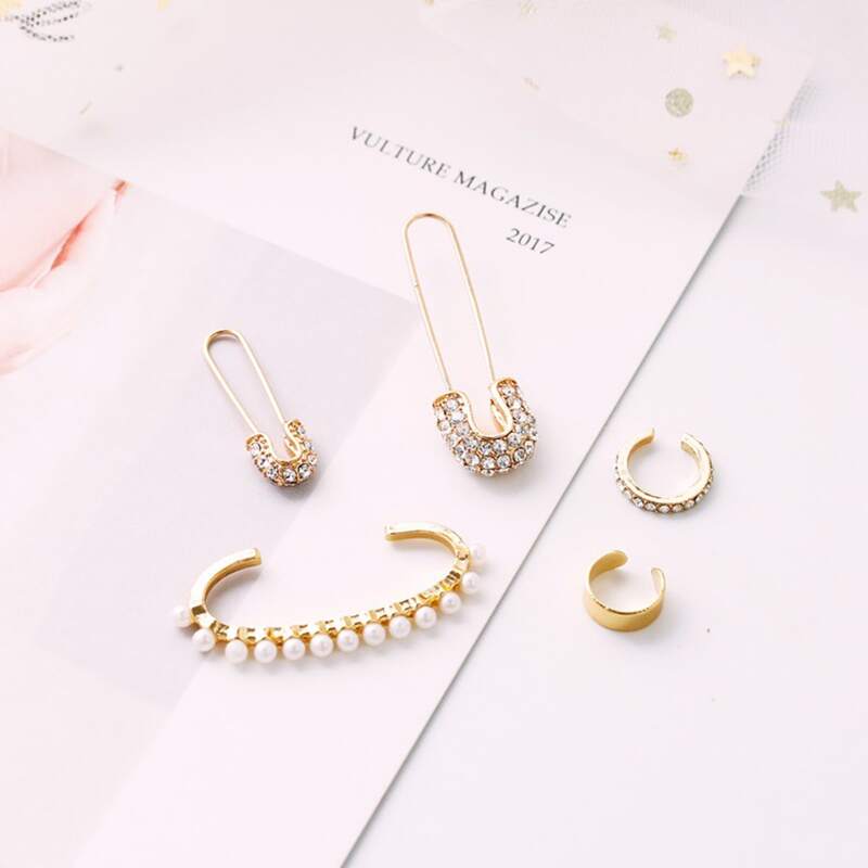 

5pcs Faux Pearl Decor Earrings, White