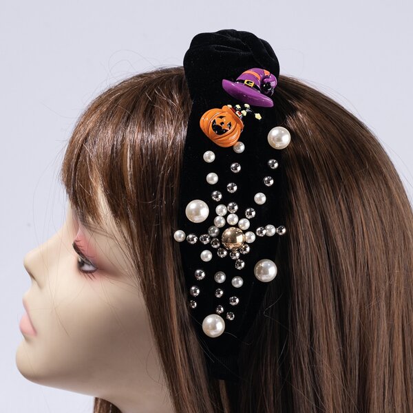 

Faux Pearl Decor Hair Hoop, Black