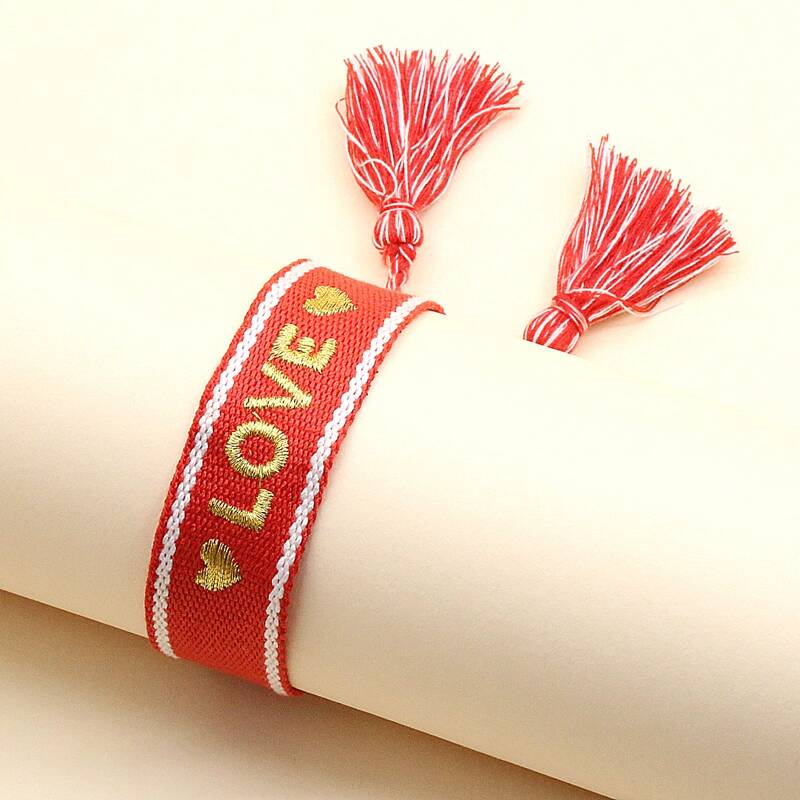 

Letter Graphic Embroidery Bracelet, Multicolor