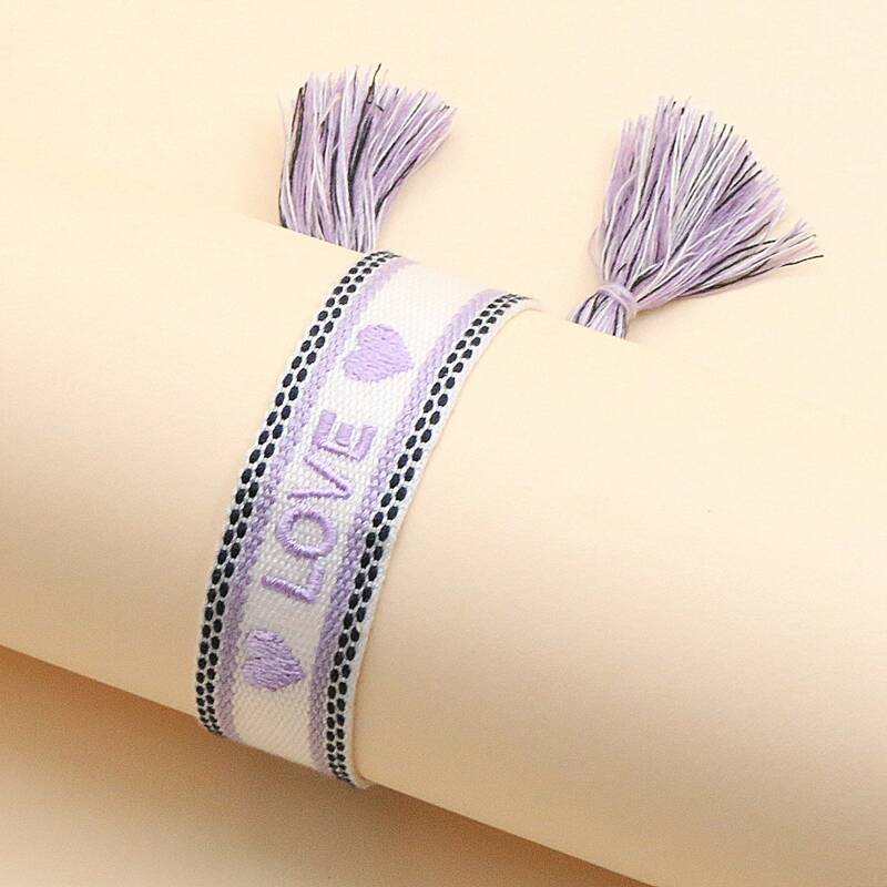 

Letter Graphic Embroidery Bracelet, Multicolor