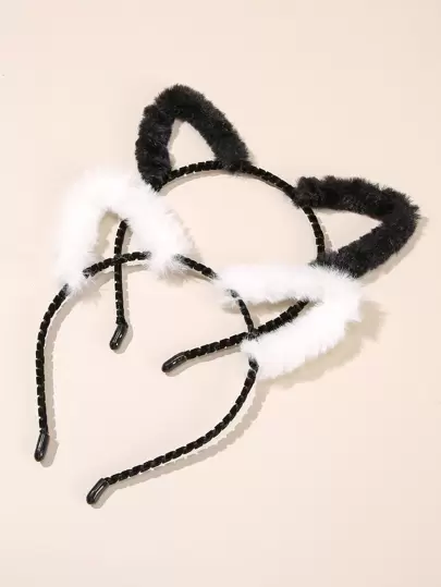 2pcs Cat Ear Decor Hair Hoop