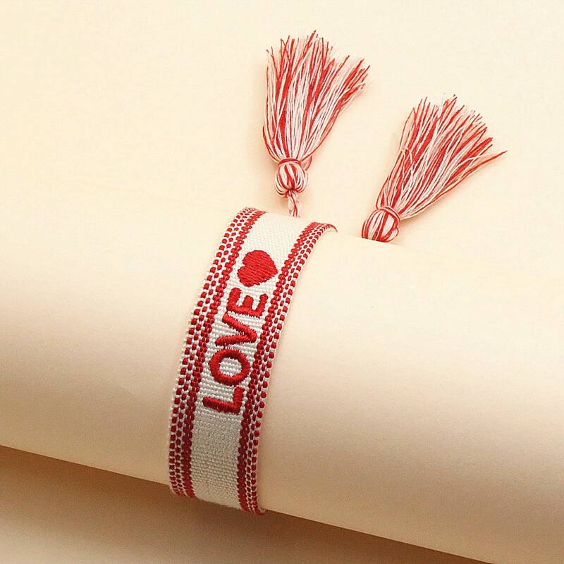 

Letter Graphic Embroidery Bracelet, Multicolor