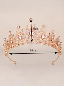 Rhinestone Decor Crown Hair Accessory Tiaras - Champagne - View 4