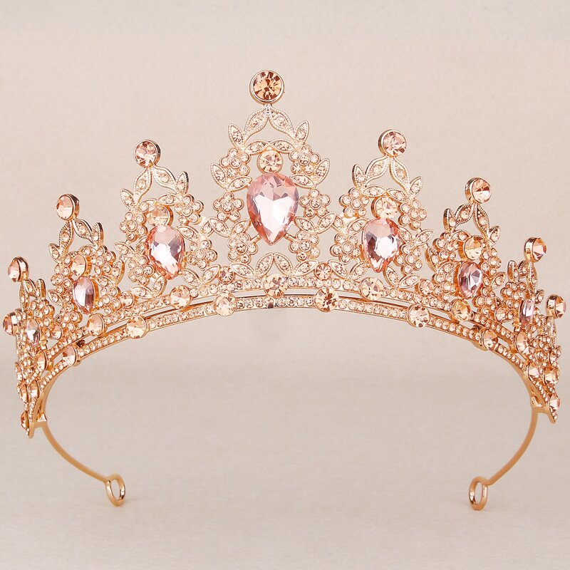 

Rhinestone Decor Crown Hair Accessory, Champagne