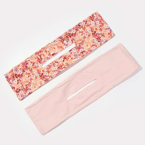 

2pcs Flower Print Hair Tie, Multicolor