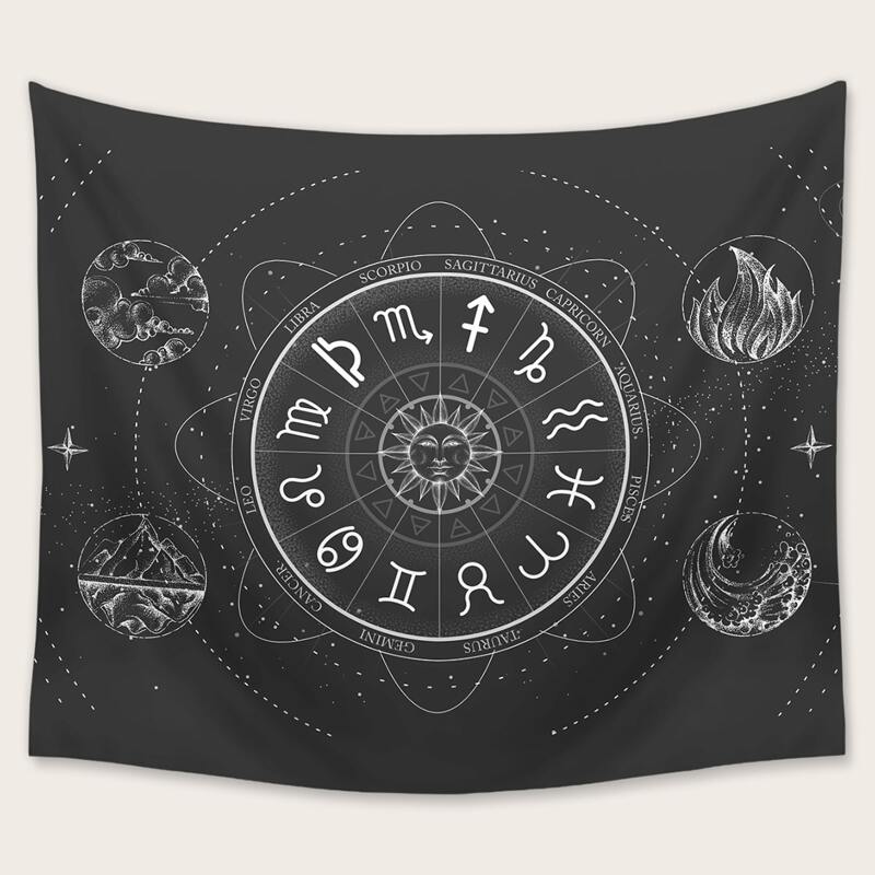 

Constellation Print Tapestry, Black and white
