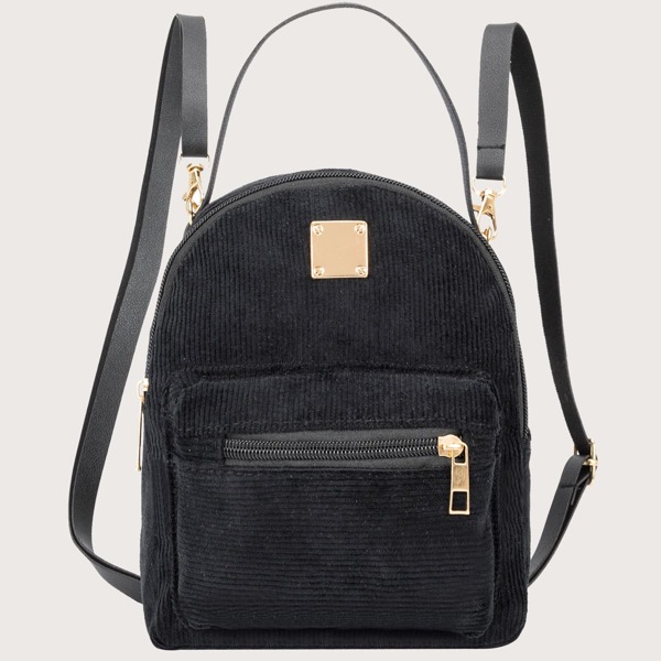 

Minimalist Curved Top Backpack, Black