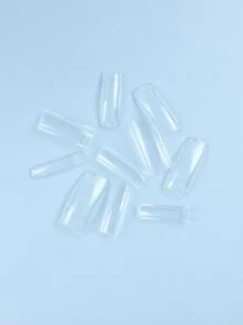 Elevate Your Style With 500Pcs Bag Transparent Long Square Resin Extended Fake Nails For Women And Girls Press On Nails Nail Supplies Nails - Clear - View 3