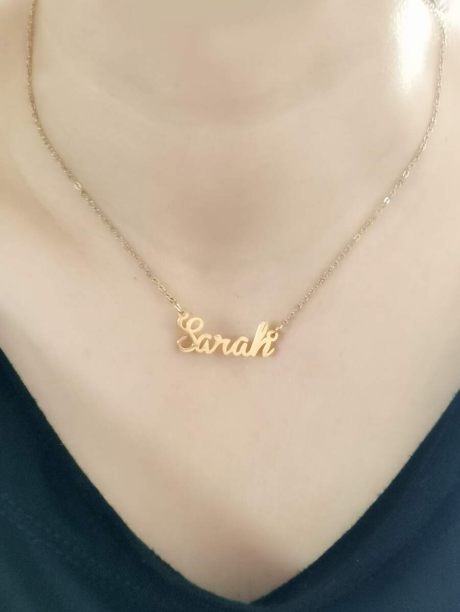 Letter Charm Necklace - Yellow Gold - View 1