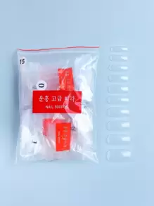 Eleve su estilo con una bolsa de 500 piezas de uñas postizas extendidas de resina cuadrada larga transparente para mujeres y niñas - transparente - Ver 1