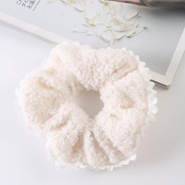 

Simple Fuzzy Scrunchie, White