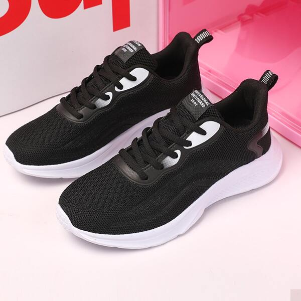 

Minimalist Lace Up Front Sports Shoes, Black
