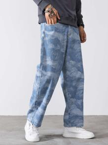 Manfinity Men Washed Straight Leg Jeans - Light Wash - View 3