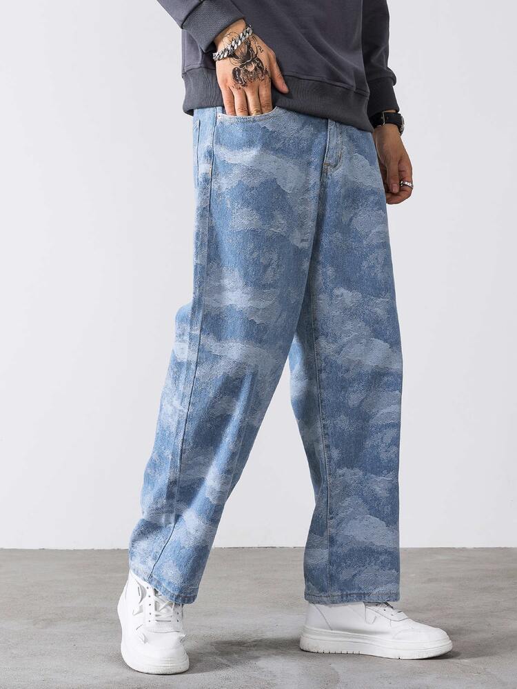 Manfinity Hombres Jeans de pierna recta con lavado - Lavado ligero - Añade 3