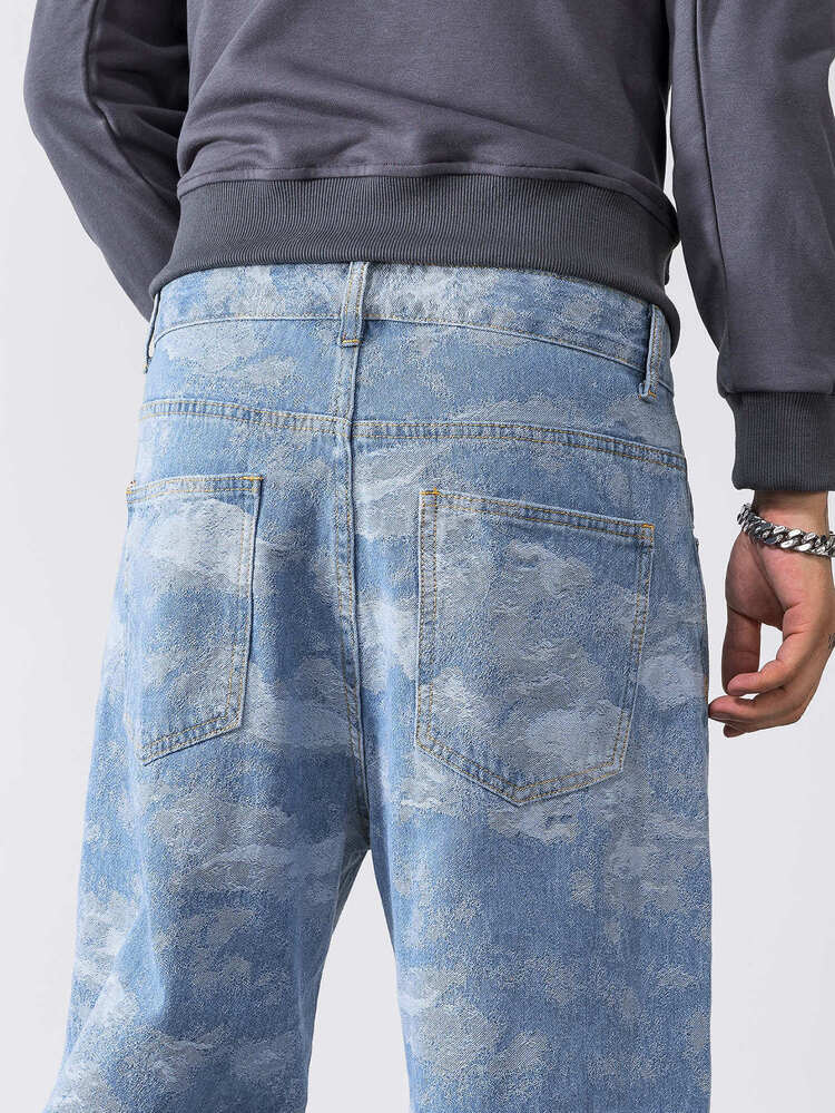 Manfinity Hombres Jeans de pierna recta con lavado - Lavado ligero - Añade 4