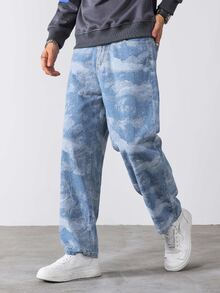 Manfinity Men Washed Straight Leg Jeans - Light Wash - View 5