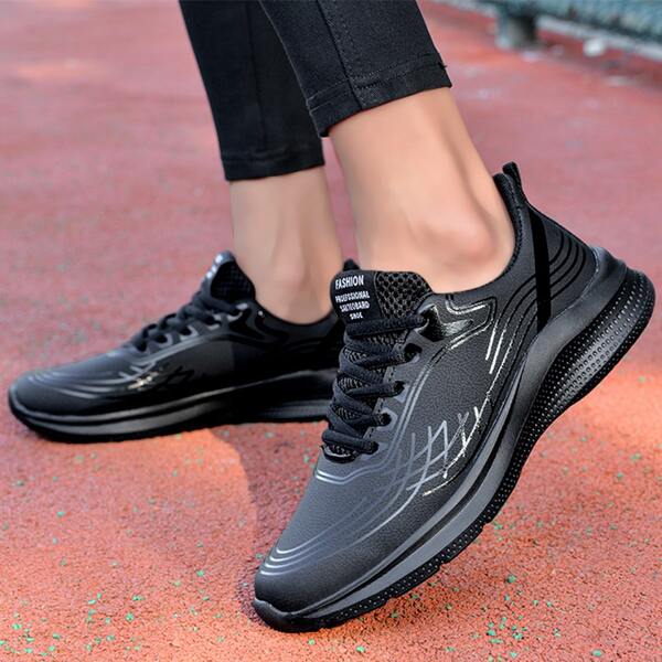 

Letter Graphic Lace Up Front Sports Shoes, Black