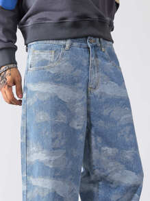 Manfinity Men Washed Straight Leg Jeans - Light Wash - View 8