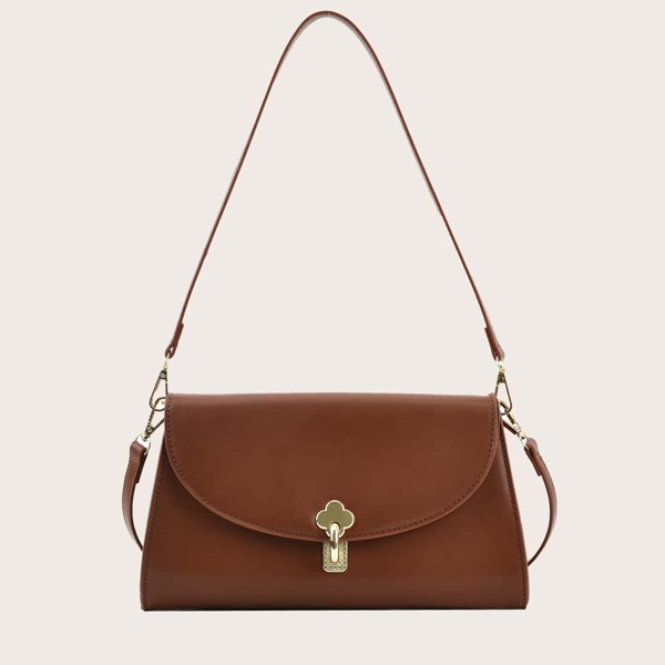 

Minimalist Flap Baguette Bag, Brown