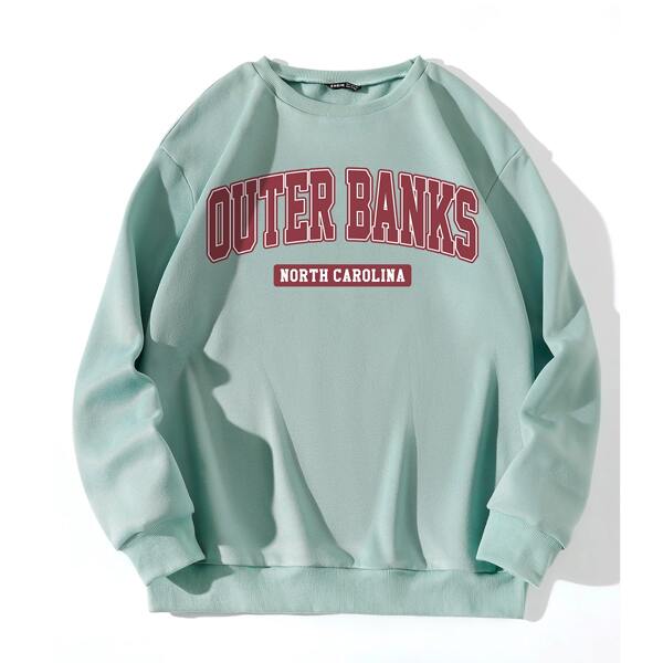 

Letter Graphic Thermal Sweatshirt, Mint green