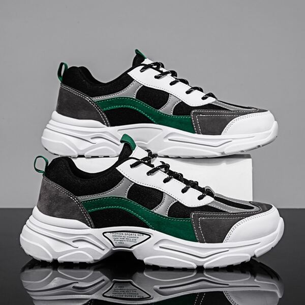 

Colorblock Lace-up Front Chunky Sneakers, Multicolor