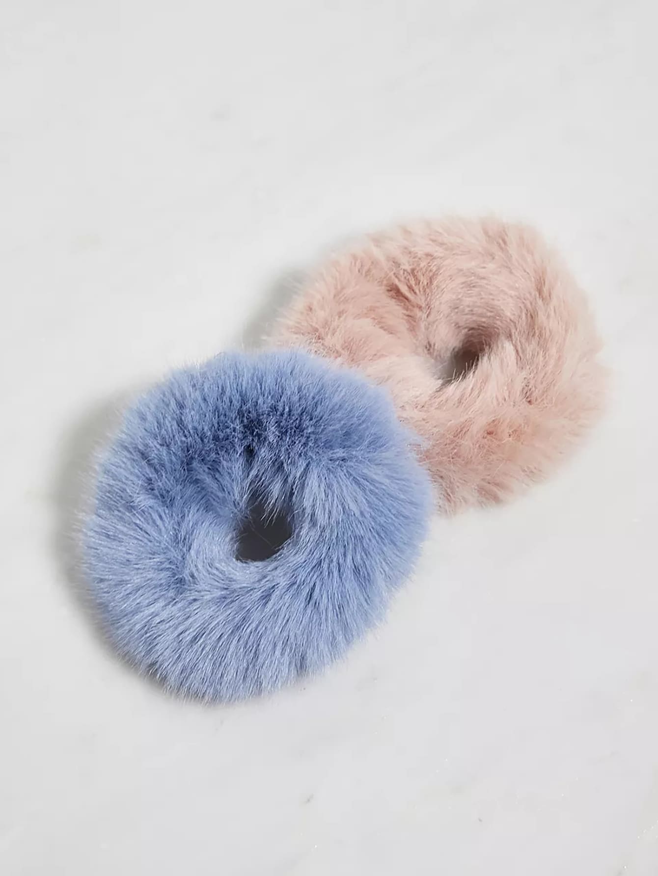 2入組素色毛茸茸大腸髮圈 - 彩色 - 查看 1