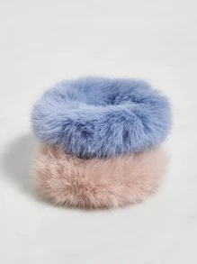 2入組素色毛茸茸大腸髮圈 - 彩色 - 查看 2