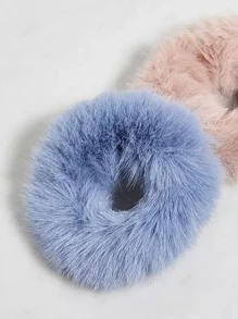 2入組素色毛茸茸大腸髮圈 - 彩色 - 查看 3