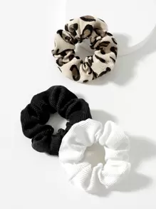 3pcs Leopard Print Scrunchie - Multicolor - View 1