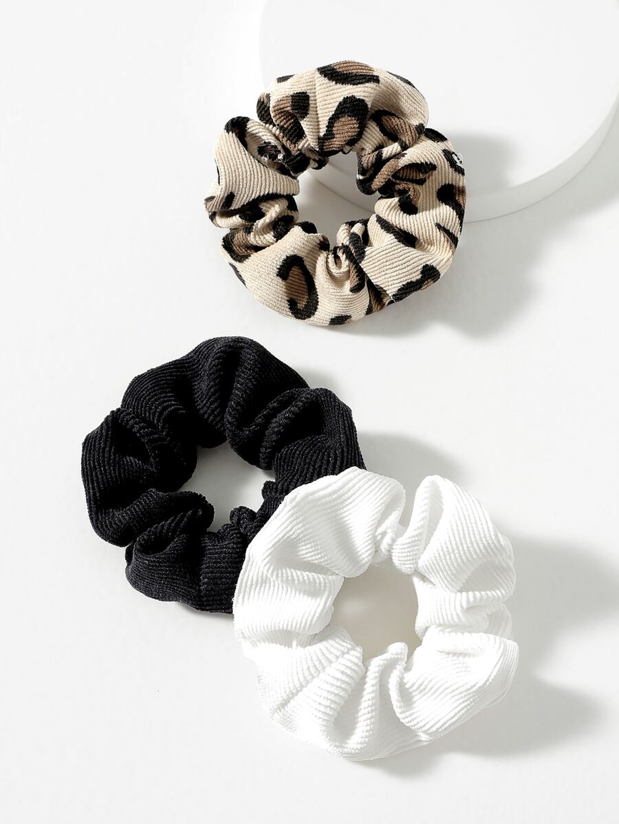 3pcs Leopard Print Scrunchie - Multicolor - View 1