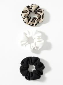 3pcs Leopard Print Scrunchie - Multicolor - View 2