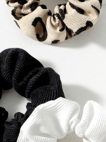 3pcs Leopard Print Scrunchie - Multicolor - View 3