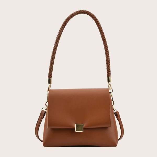 

Minimalist Flap Shoulder Bag, Brown