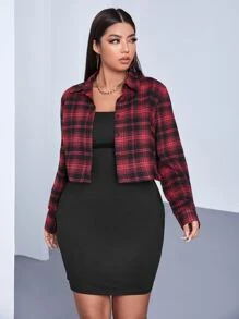 SHEIN SXY Plus Tartan Blouse & Bodycon Dress - Multicolor - View 1